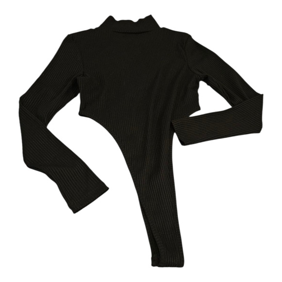 Nasty Gal Size 4 Black Long Sleeve Bodysuit *flaw* - Picture 6 of 9